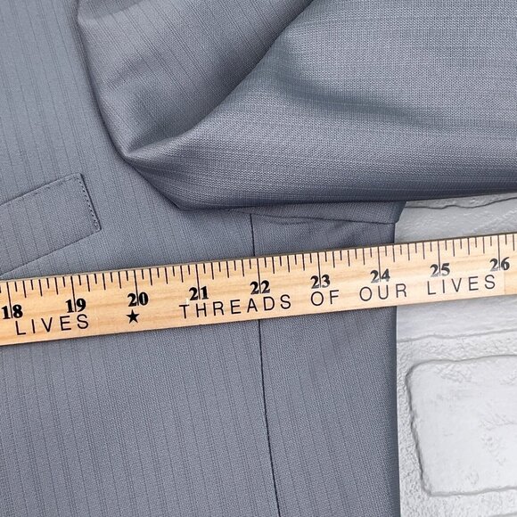 Phoenix Clothes Suit Men 46 42Wx30.5L Gray Embossed Stripe Tailored 70s 80s - Picture 11 of 16